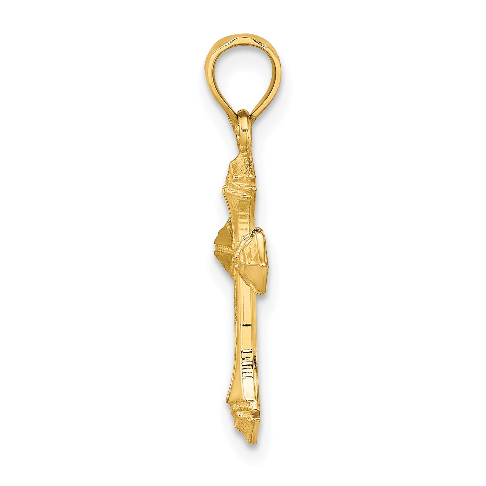 14K Yellow Gold Textured W/ Arrow Ends Cross Charm