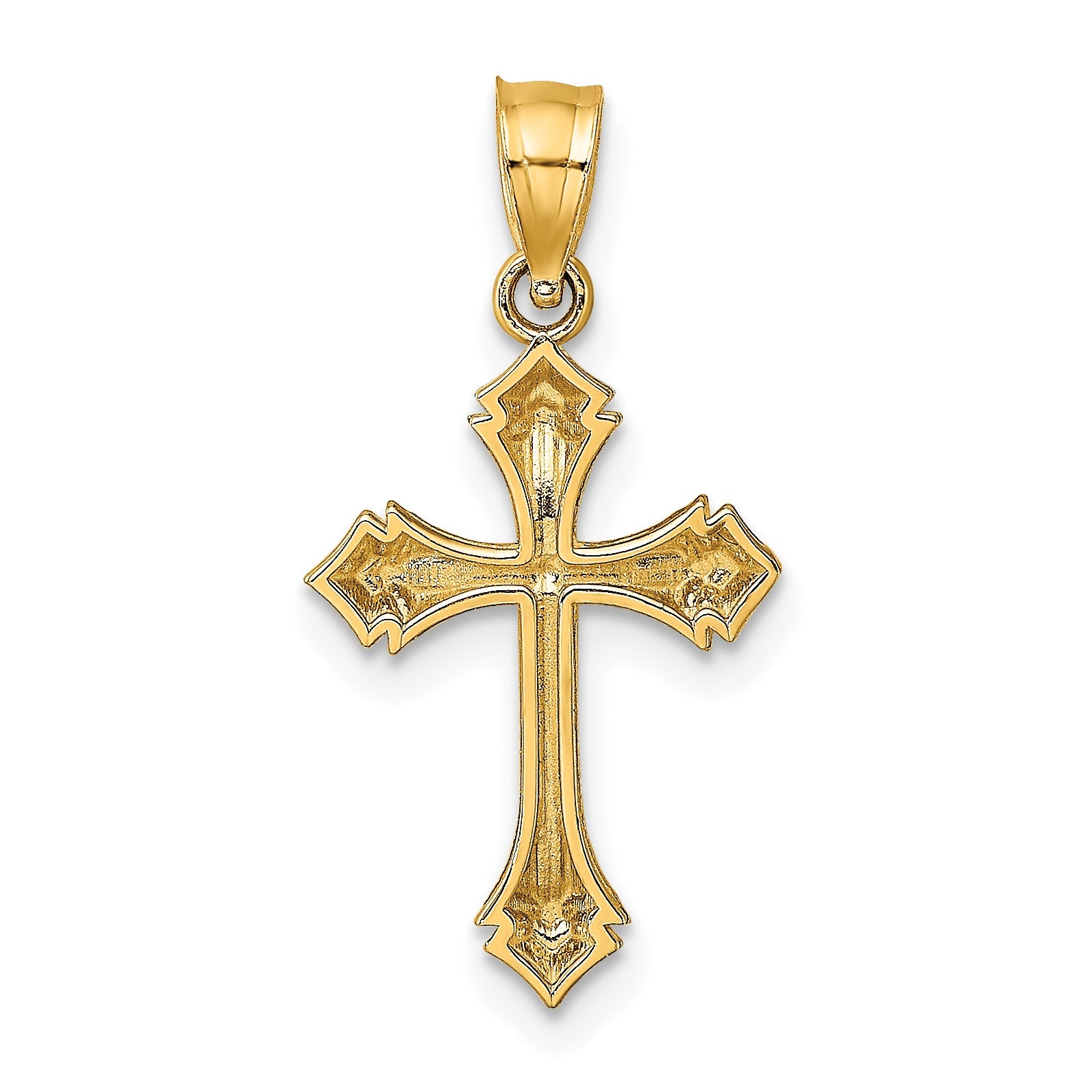 14K Yellow Gold Textured W/ Arrow Ends Cross Charm