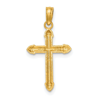 14K Yellow Gold Polished W/ Scroll Design Cross Charm