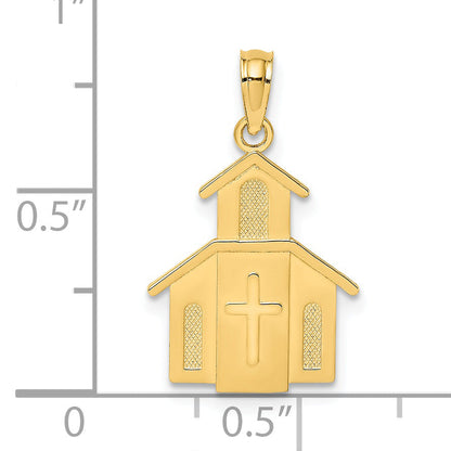14K Yellow Gold Church W/ Cross On Door Charm