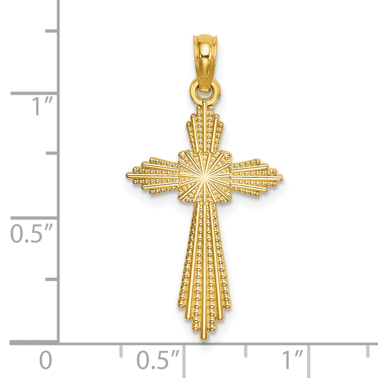 14K Yellow Gold W/ Pointed Ends Fancy Cross Charm