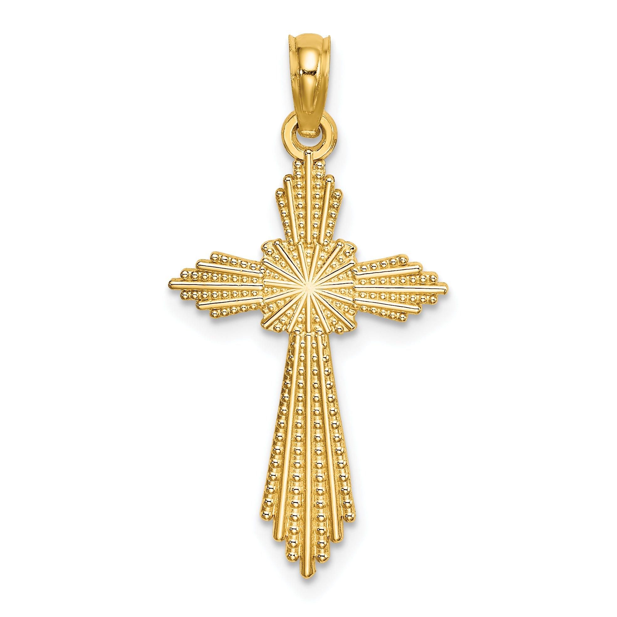 14K Yellow Gold W/ Pointed Ends Fancy Cross Charm