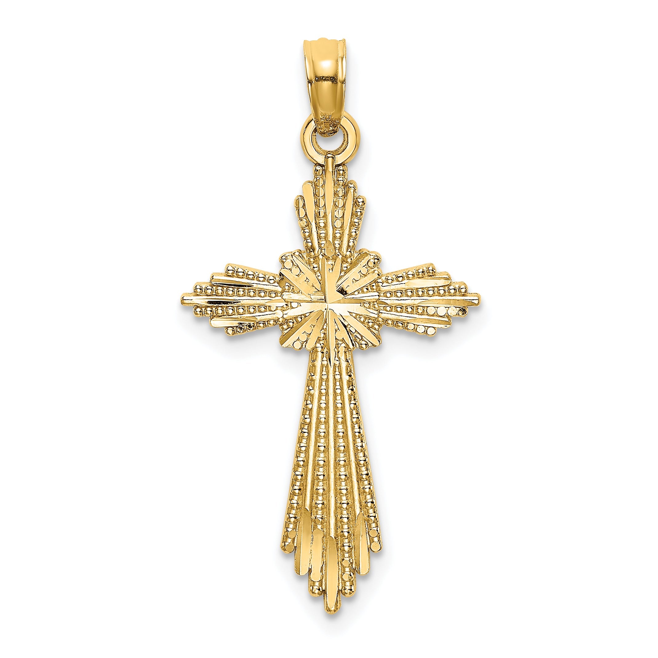 14K Yellow Gold Fancy D/C Cross Charm