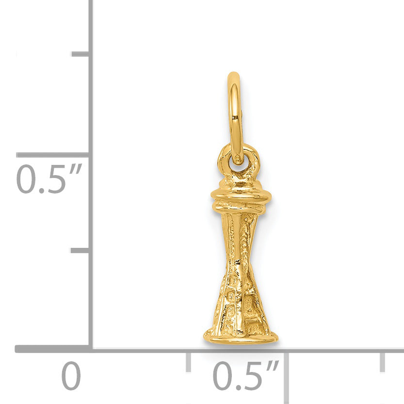 14K Yellow Gold Solid Polished Space Needle Charm