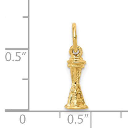 14K Yellow Gold Solid Polished Space Needle Charm