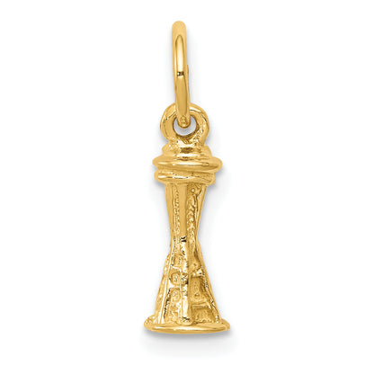 14K Yellow Gold Solid Polished Space Needle Charm