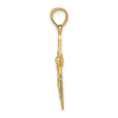 14K Yellow Gold W/ Arrow Pointed Ends Crucifix Charm