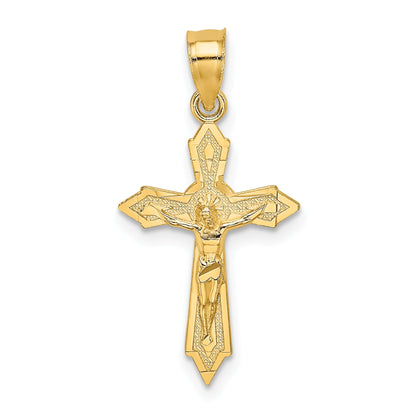 14K Yellow Gold W/ Arrow Pointed Ends Crucifix Charm