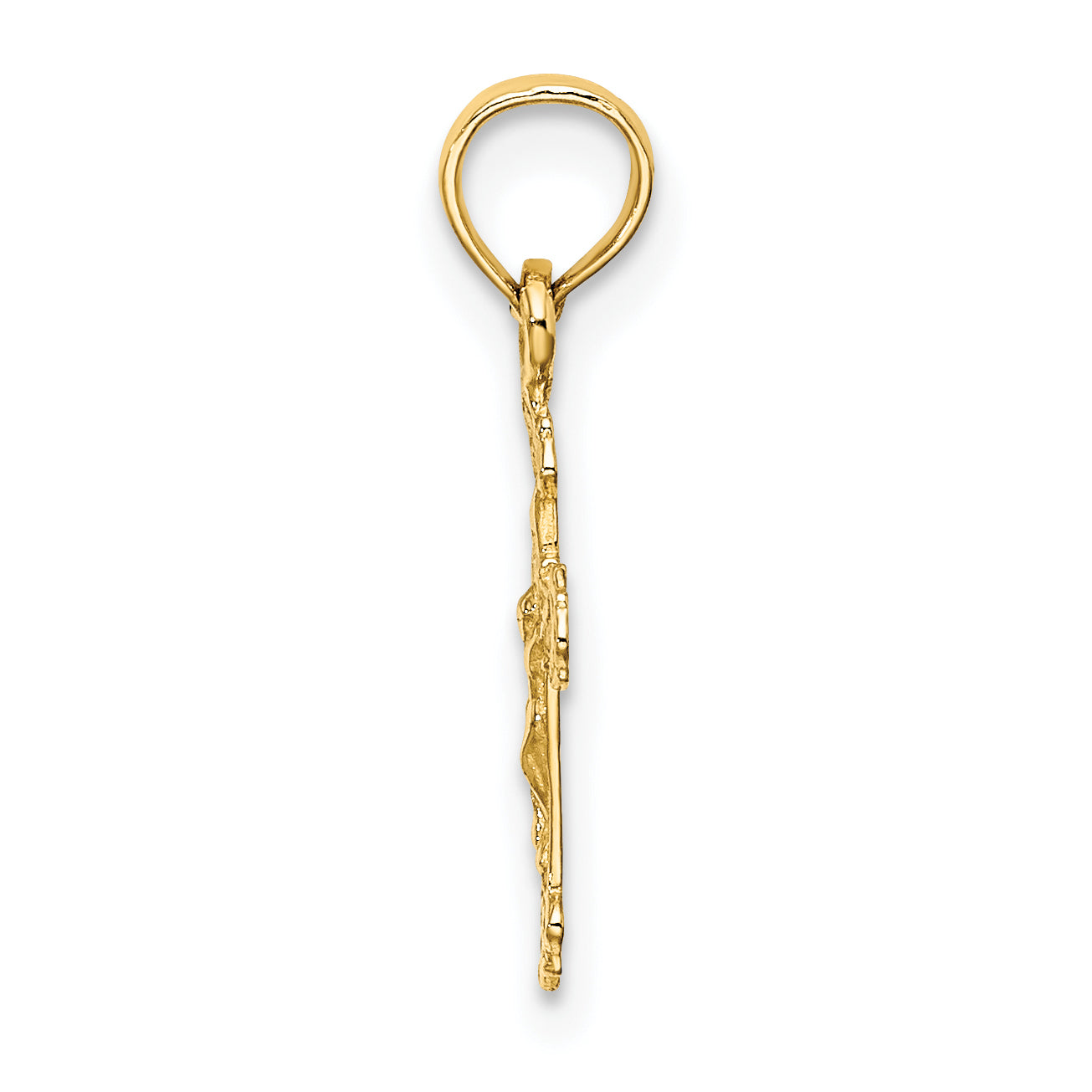 14K Yellow Gold Mini Crucifix W/ Fancy Tips Charm