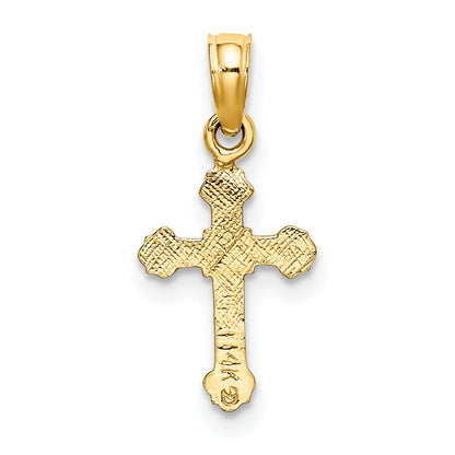 14K Yellow Gold Mini Crucifix W/ Fancy Tips Charm