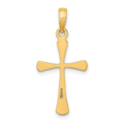 14K Yellow Gold Polished Beveled Tip Cross Charm