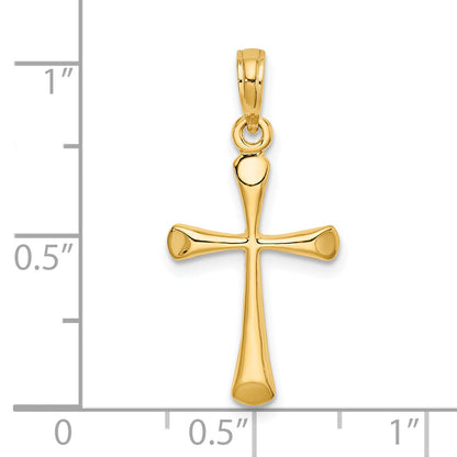 14K Yellow Gold Polished Beveled Tip Cross Charm