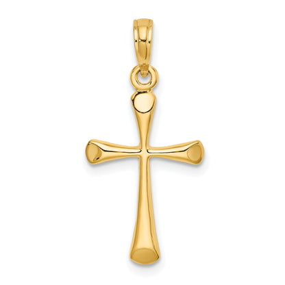 14K Yellow Gold Polished Beveled Tip Cross Charm
