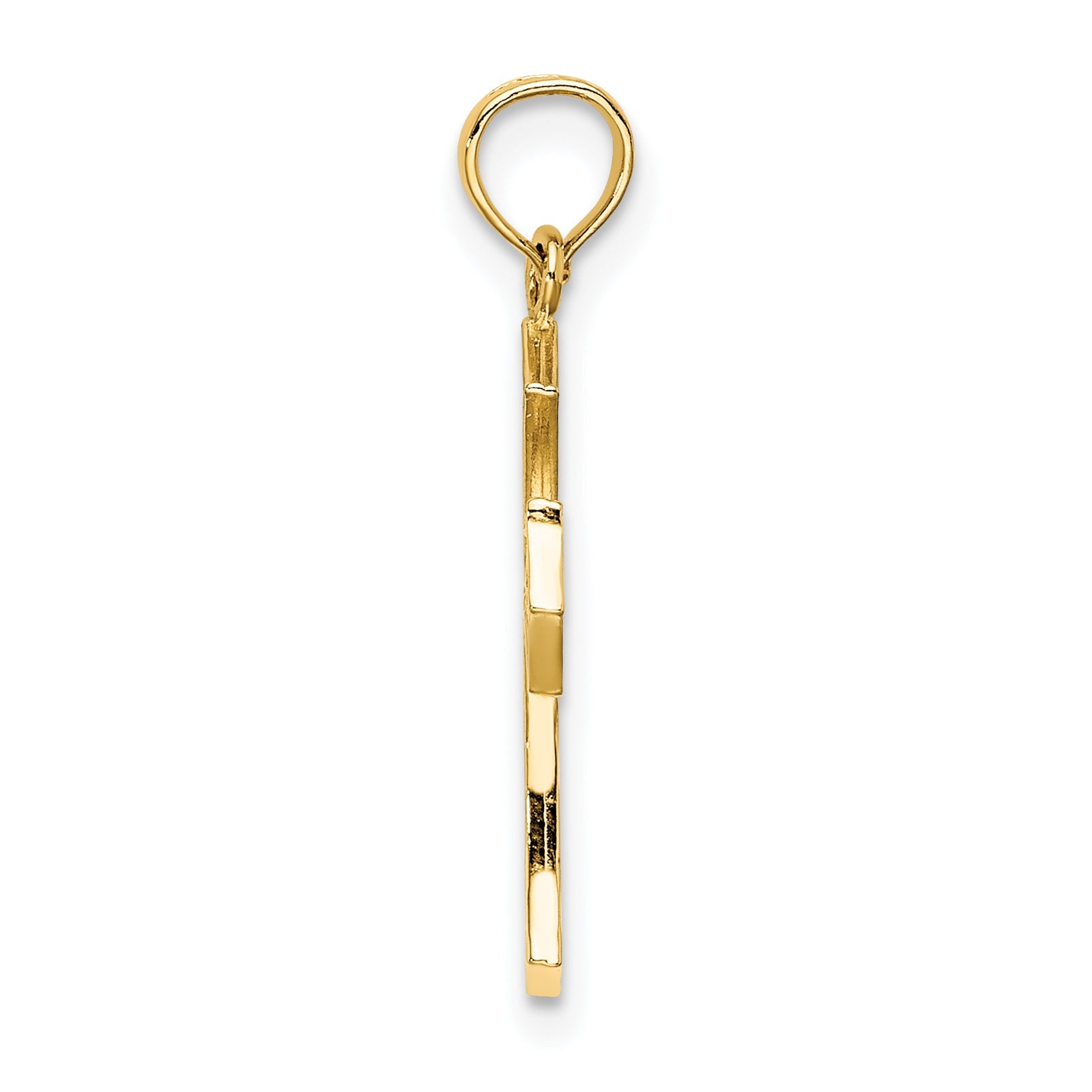 14K Yellow Gold Textured Cut-Out Center Cross Charm