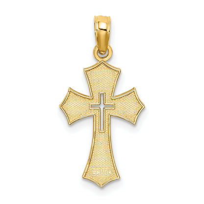 14K Yellow Gold Textured Cut-Out Center Cross Charm