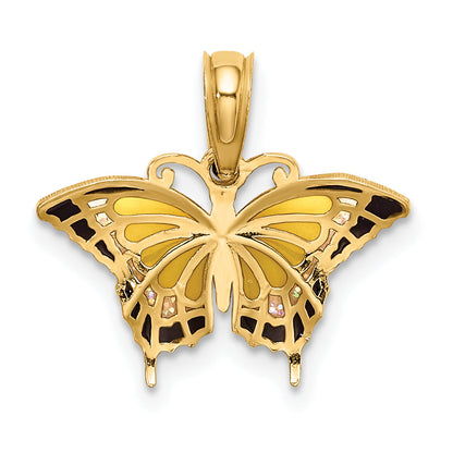 14K Yellow Gold Small Enameled Butterfly Charm