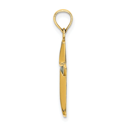 14K Yellow Gold Green Enameled Tapered Cross Charm