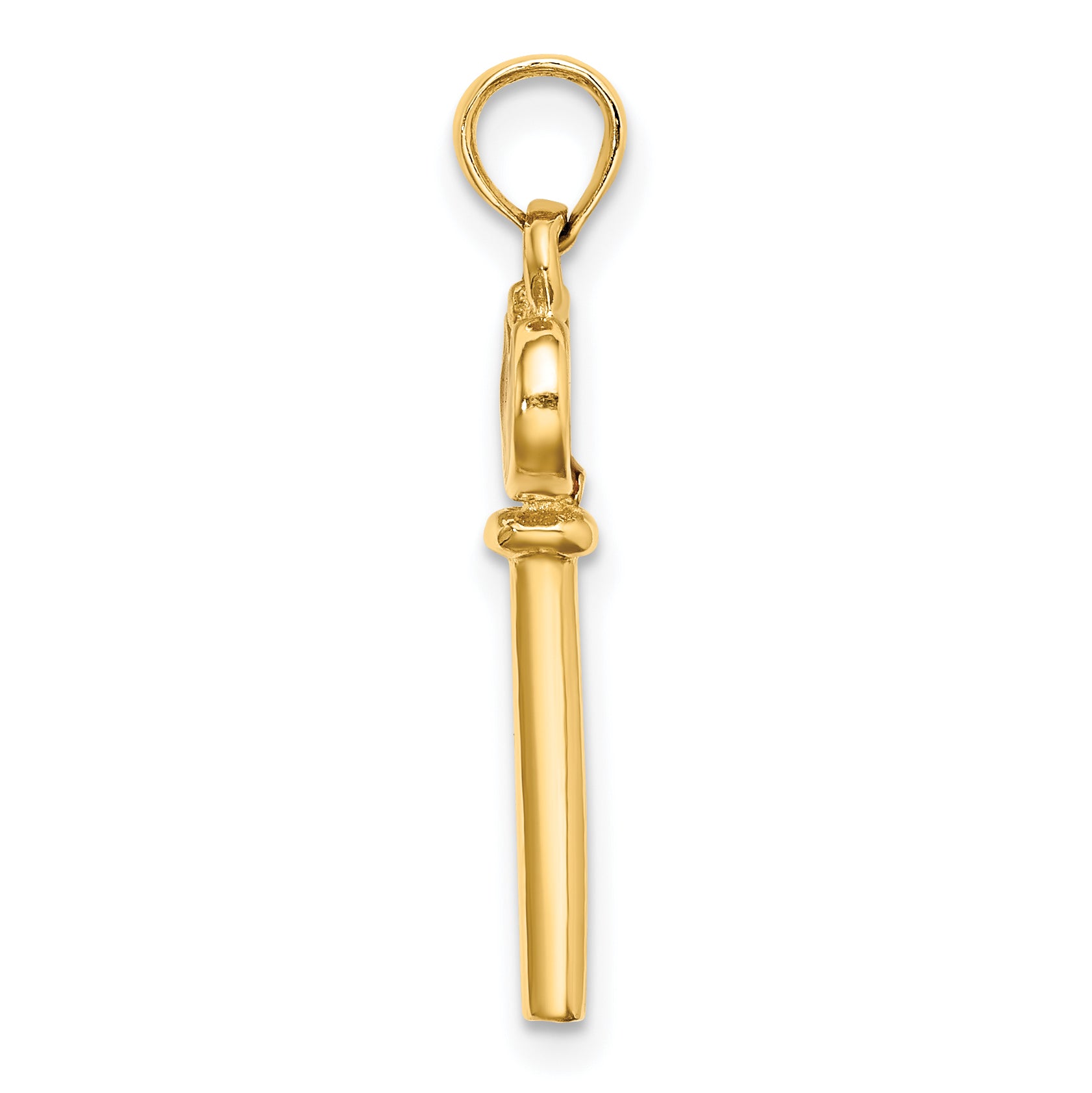 14K Yellow Gold Polished 3D Enameled Heart Key Charm