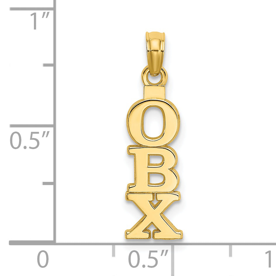 14K Yellow Gold Polished Obx (Outer Banks) Vertical Charm