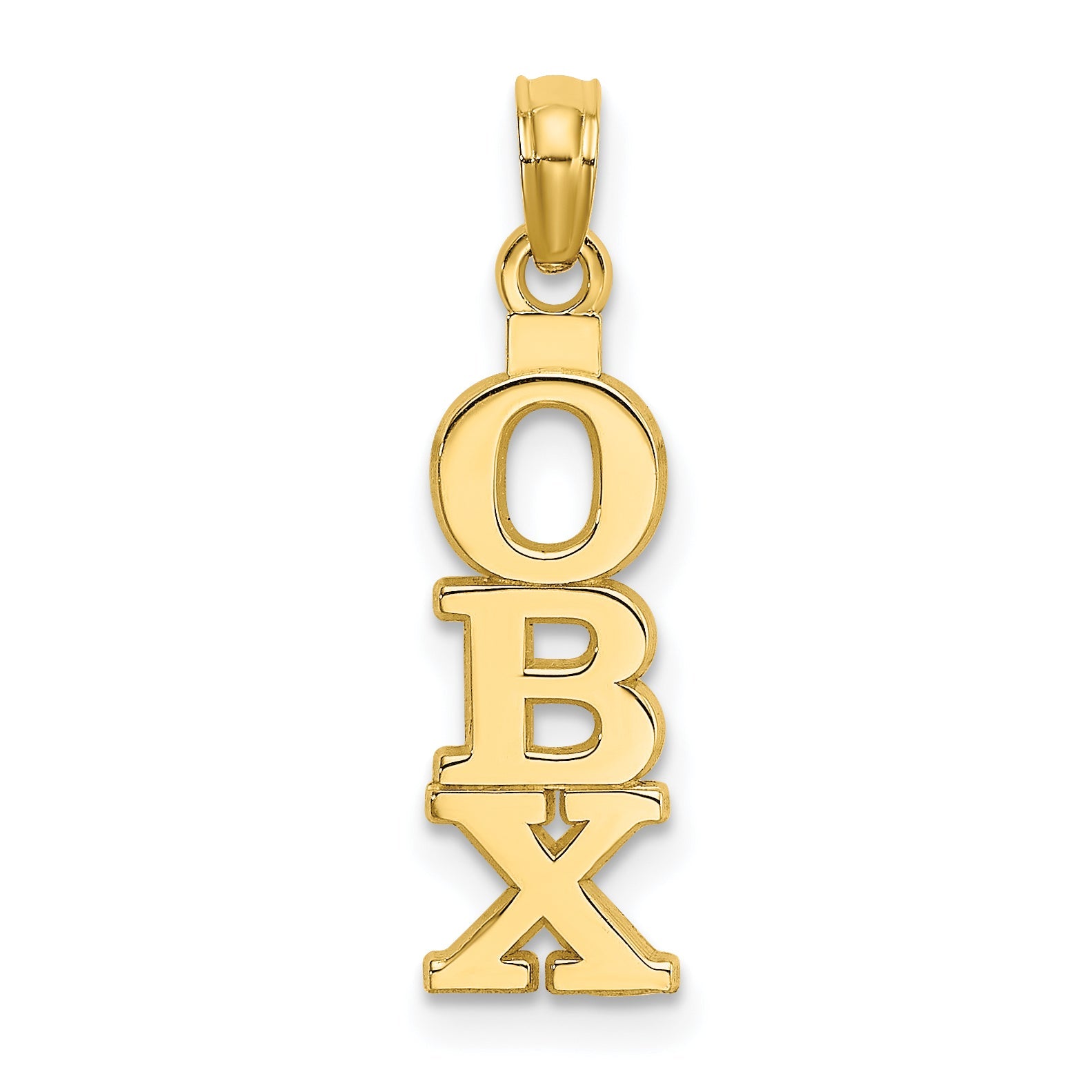 14K Yellow Gold Polished Obx (Outer Banks) Vertical Charm