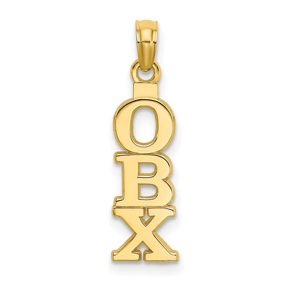 14K Yellow Gold Polished Obx (Outer Banks) Vertical Charm