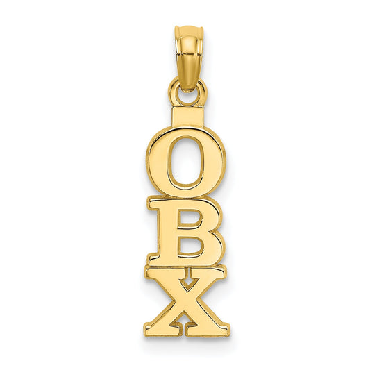 14K Yellow Gold Polished Obx (Outer Banks) Vertical Charm