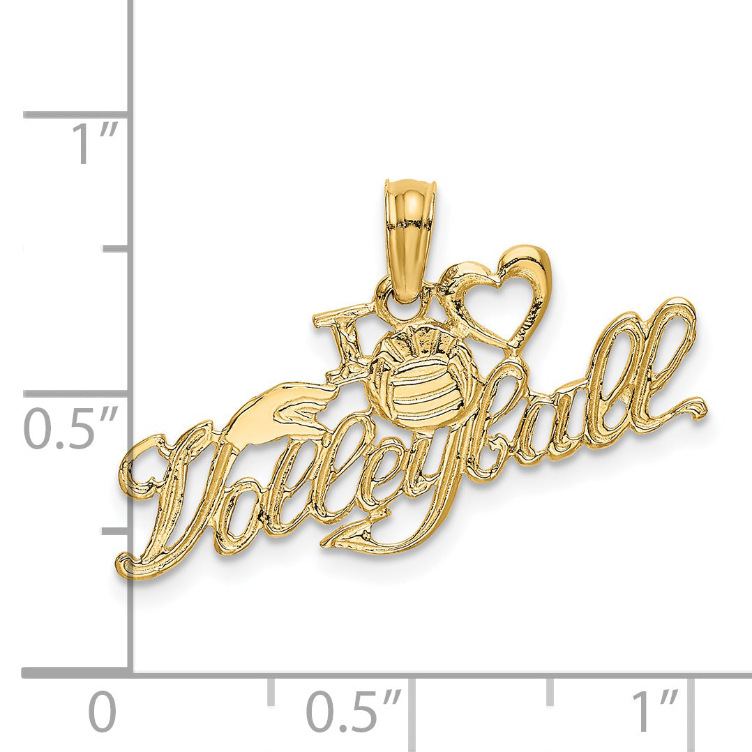14K Yellow Gold I Heart Volleyball Charm
