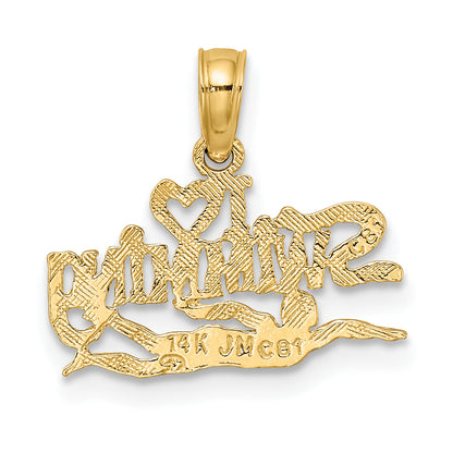 14K Yellow Gold Polished I Heart Swimming Charm