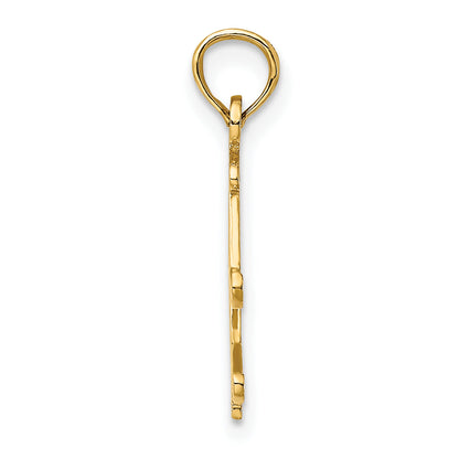 14K Yellow Gold Polished Snow Skis, Boot & Pole Charm