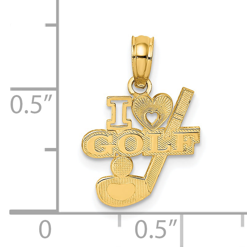 14K Yellow Gold I Heart Golf Club And Ball Charm