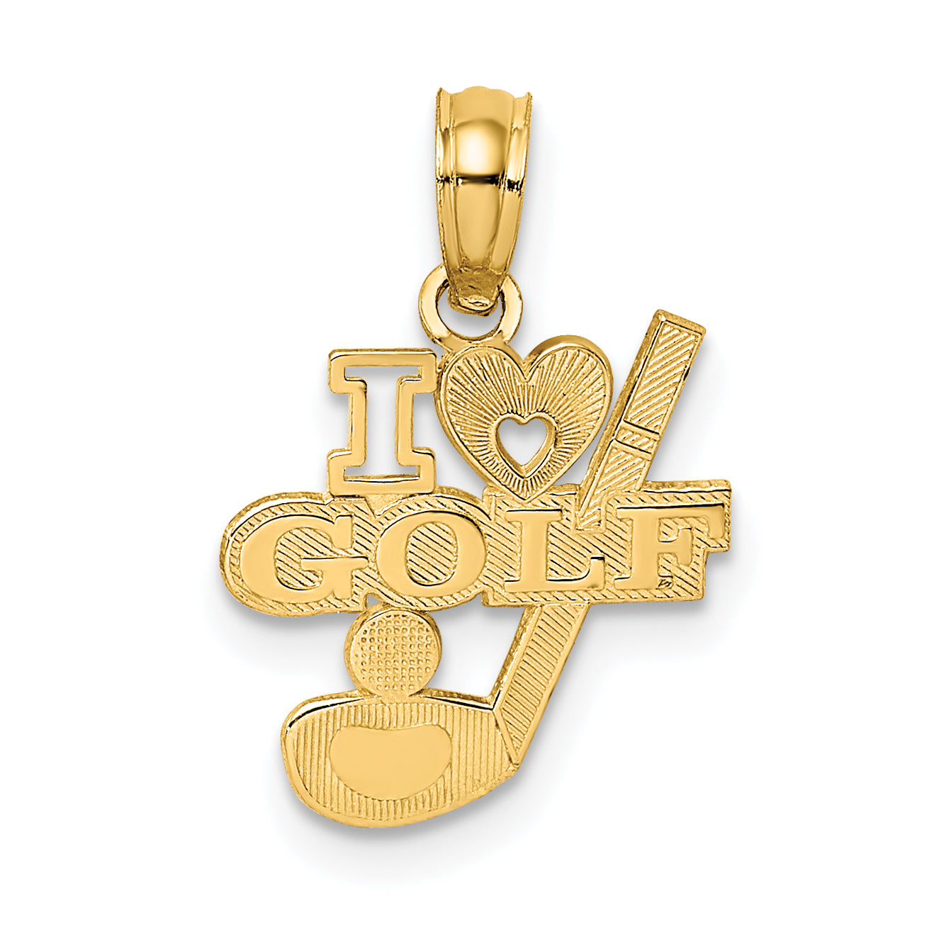 14K Yellow Gold I Heart Golf Club And Ball Charm