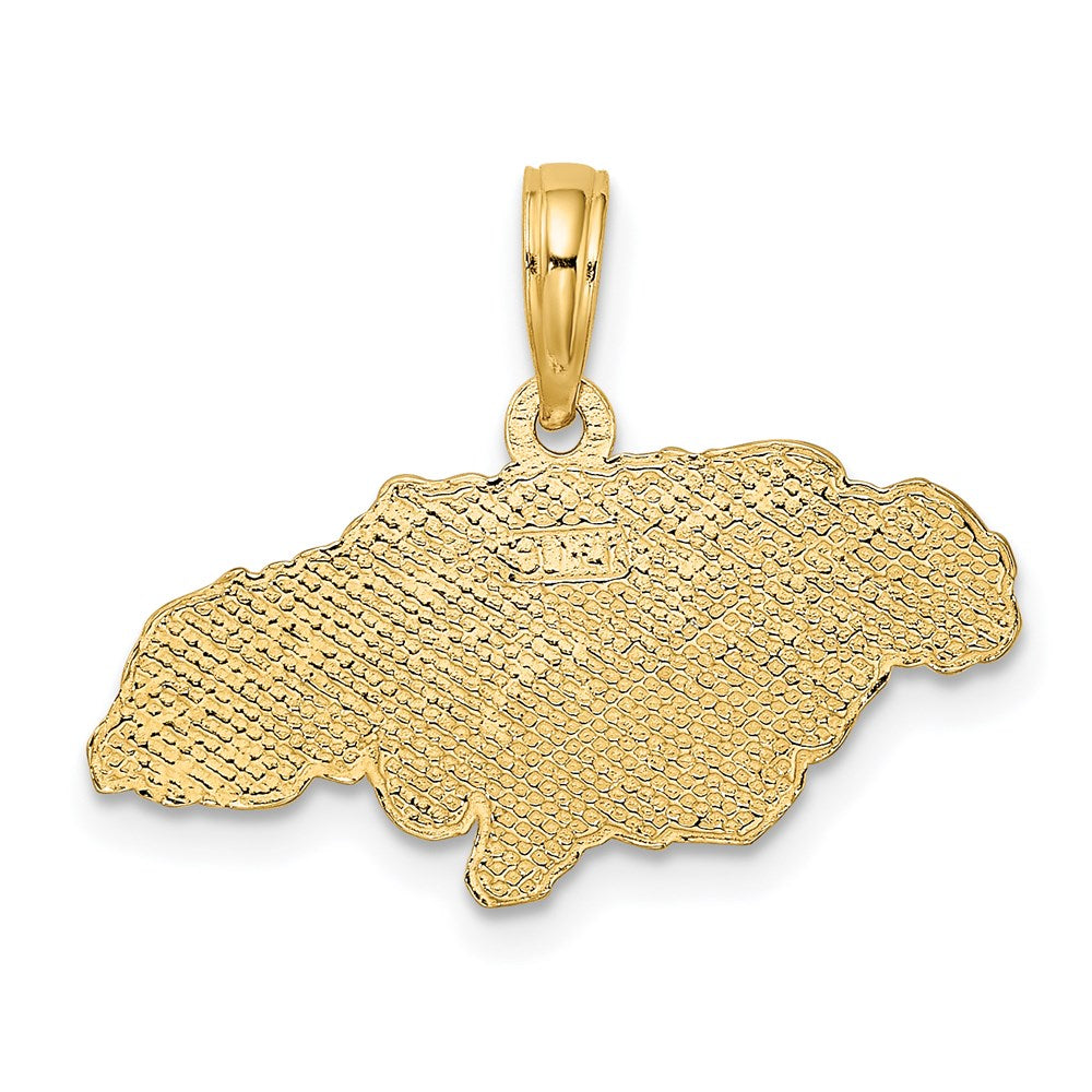 14K Yellow Gold Textured Jamaica Map Charm