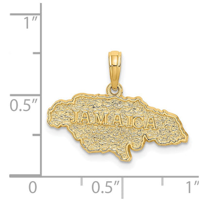 14K Yellow Gold Textured Jamaica Map Charm