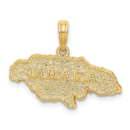 14K Yellow Gold Textured Jamaica Map Charm