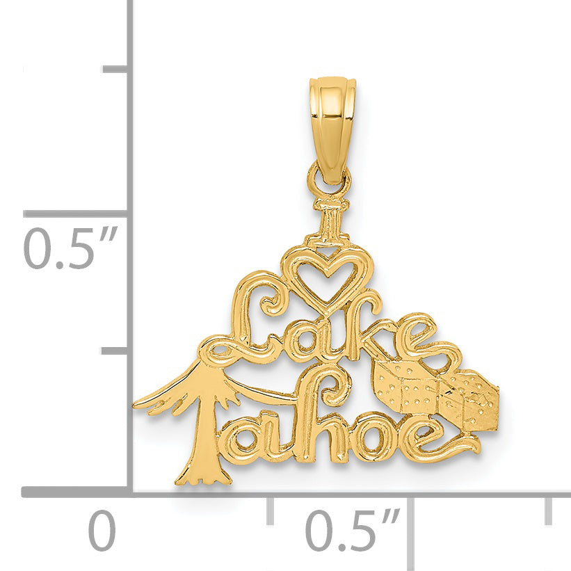 14K Yellow Gold Polished I Heart Lake Tahoe Charm