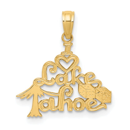 14K Yellow Gold Polished I Heart Lake Tahoe Charm