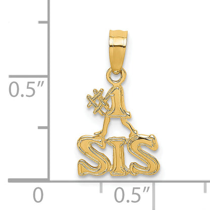 14K Yellow Gold Polished #1 Sis Charm