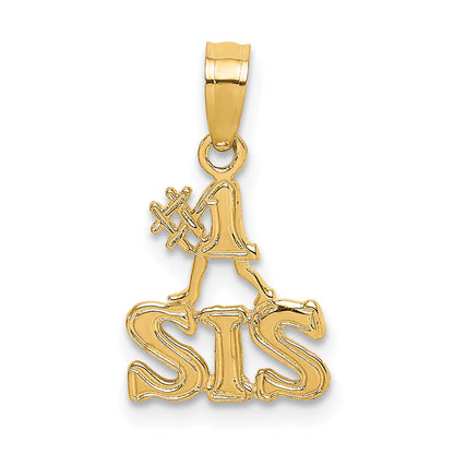 14K Yellow Gold Polished #1 Sis Charm
