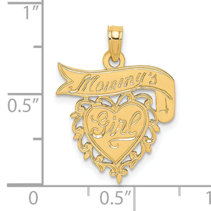 14K Yellow Gold Mommy'S Girl In Heart W/Banner Charm