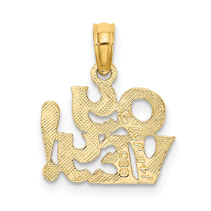 14K Yellow Gold Polished And Engraved Oy Vey Charm