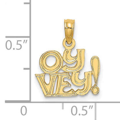 14K Yellow Gold Polished And Engraved Oy Vey Charm