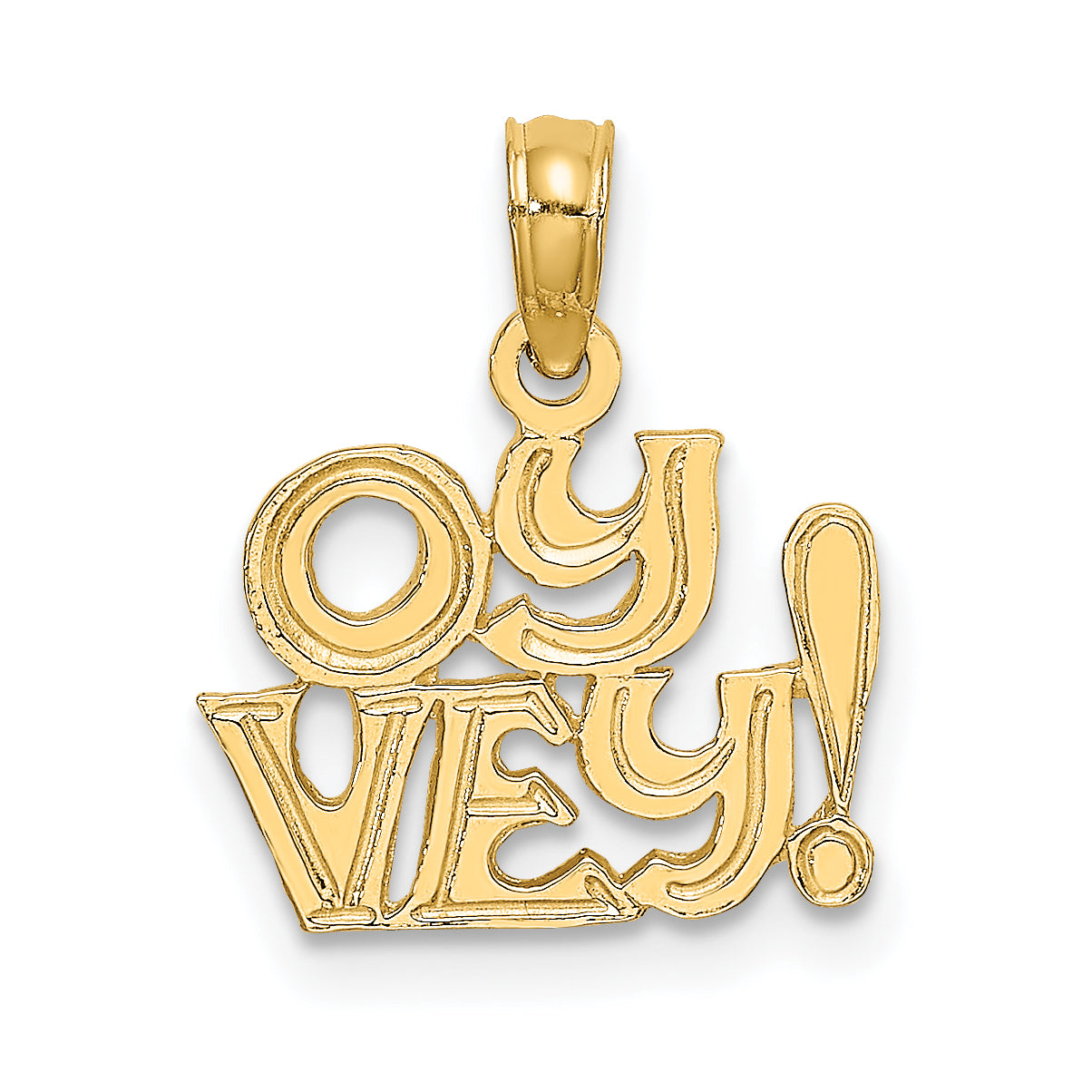 14K Yellow Gold Polished And Engraved Oy Vey Charm