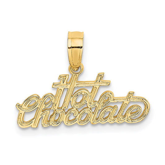 14K Yellow Gold Polished Engraved Hot Chocolate Charm