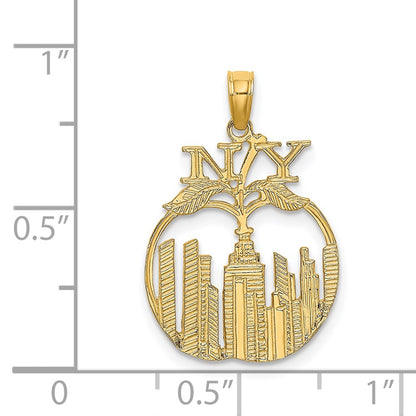 14K Yellow Gold New York Skyline In Apple Charm