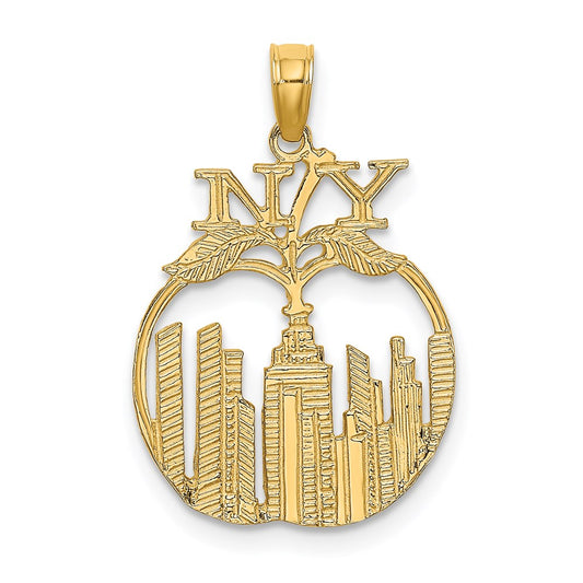 14K Yellow Gold New York Skyline In Apple Charm