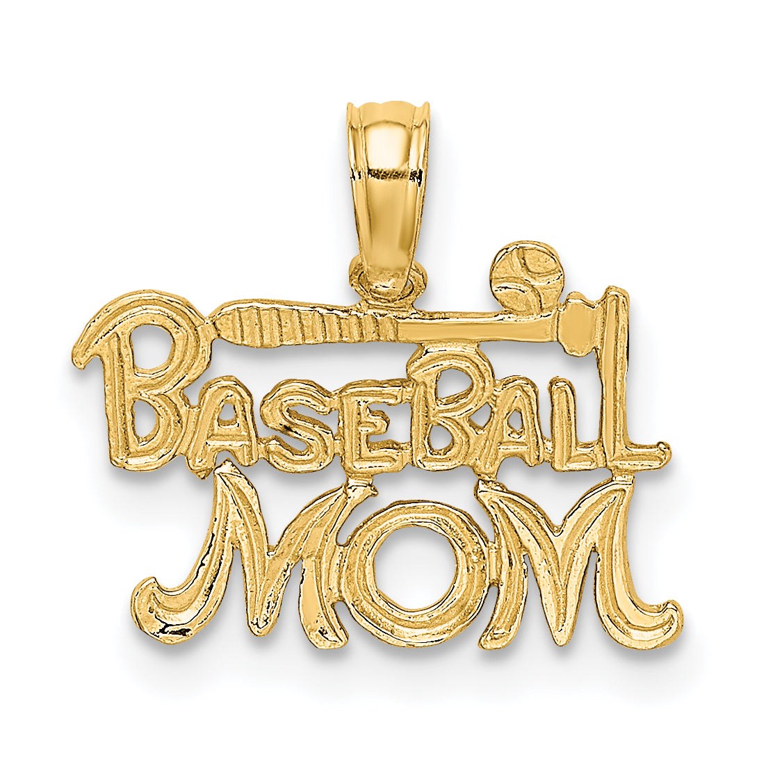 14K Yellow Gold Baseball Mom Charm