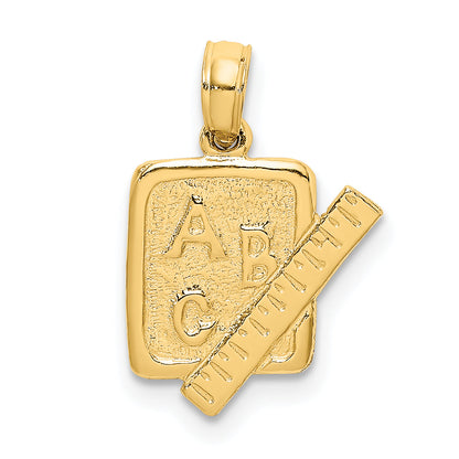 14K Yellow Gold School Book And Ruler Charm