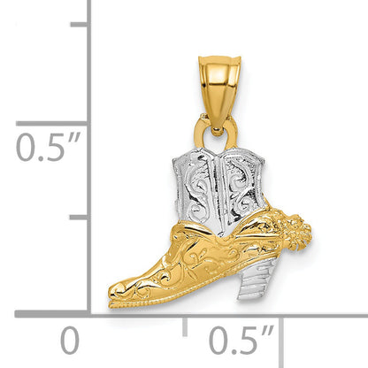14K Yellow & Rhodium W/ Cowboy Boot Charm