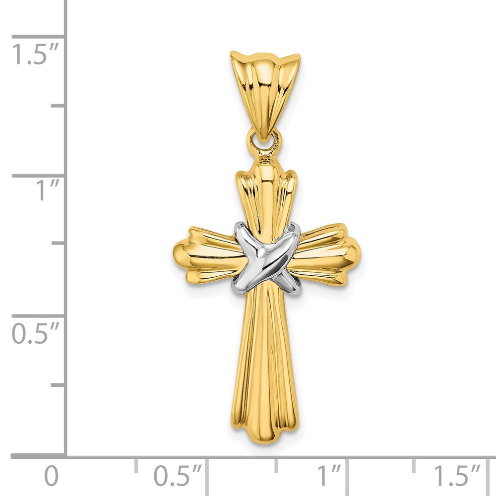 14k Two-tone Gold Two-tone Gold Polished Cross X Center Design Charm
