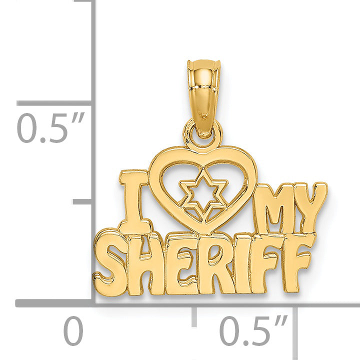 14K Yellow Gold I Heart My Sheriff Charm